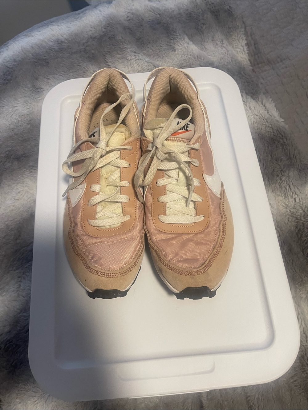 Nike Women’s Blush Pink and White Trail-Style Sneakers